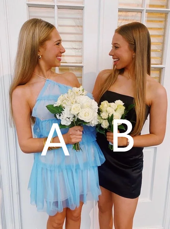 Latest Trends Cute Blue Tulle Short Homecoming Dress,Black Bodycon Dress  Y2016 Classic Appeal