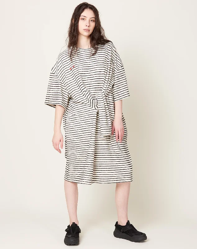 Special Offers Sleeve T-shirt Dress in Black & White Stripes Minimalist Chic