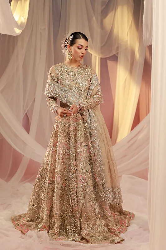 Classic Chic Deals Pink Pakistani Bridal Outfit in Gown Lehenga Style Floral Style