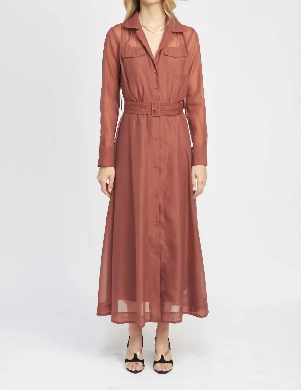 Hot Picks Claudette Maxi Shirt Dress In Ruby Seasonal Trend