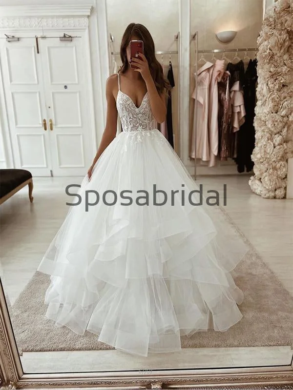 Flash Sale, Don'T Miss A-line Lace Straps Vintage Tulle Modest Romantic Wedding Dresses  WD0375 Luxe Layering