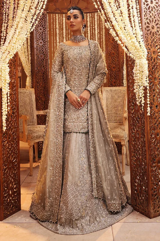 Special Offers Pakistani Bridal Dress in Silver Lehenga Shirt Style Chic Urban Fashion Look