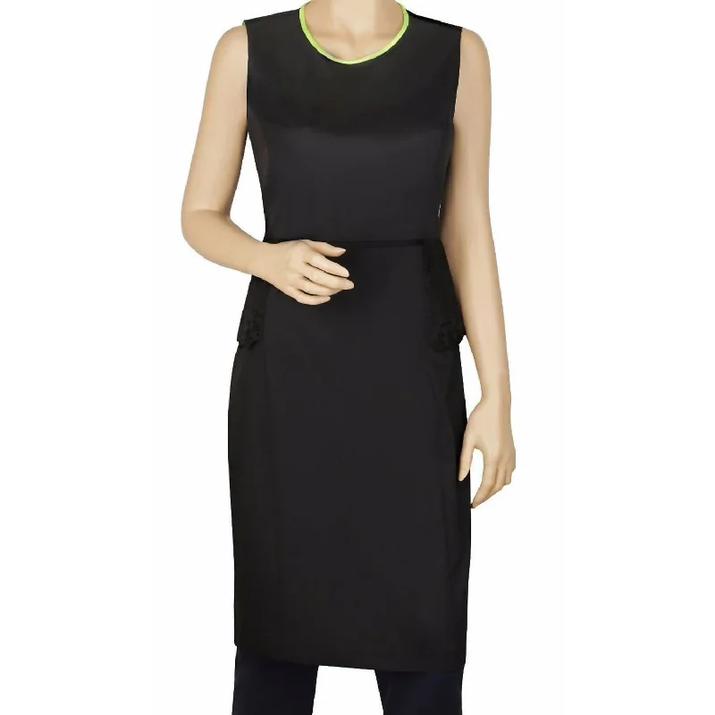 Stylish Looks Women's Judy Cotton Peplum Sleeveless Knee-Length Dress In Black Feminine Charm