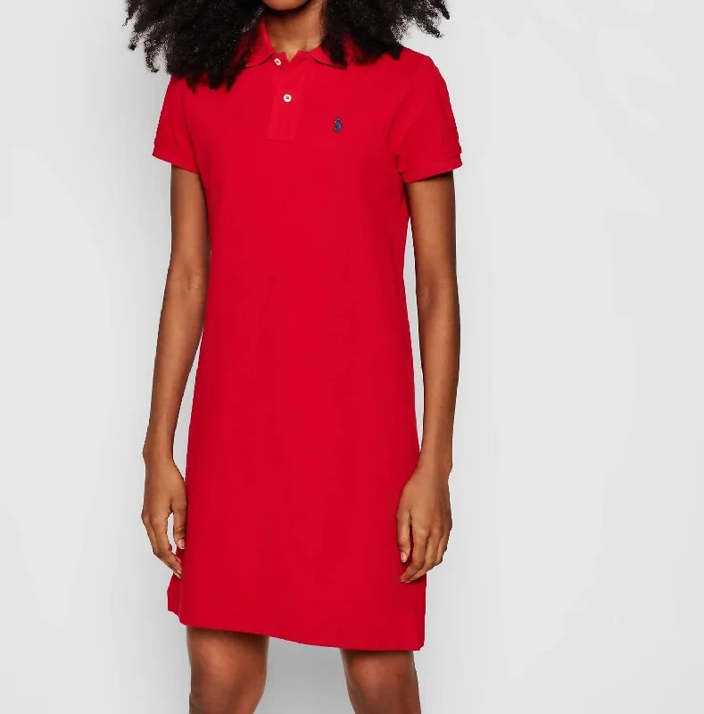 Sporty Fashion Offers Polo Shirt Dress In Red Elegant Ensemble