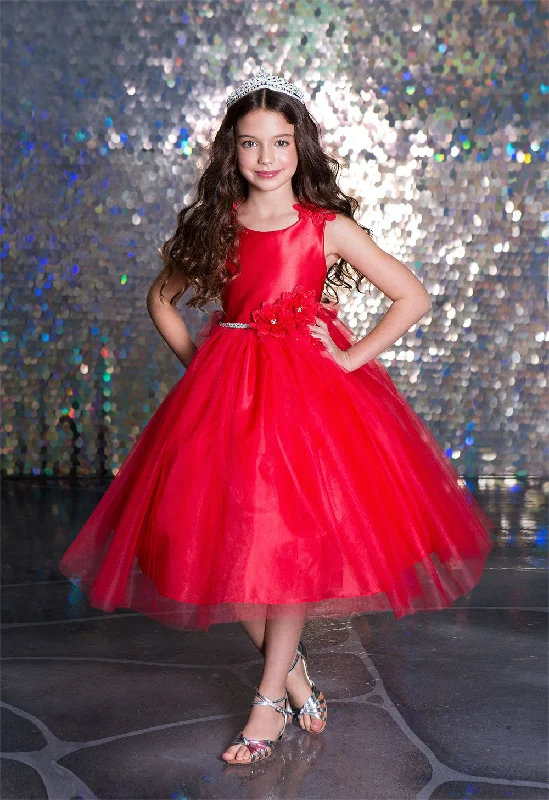 Special Offers, Don't Miss Big Girls Red Beaded Flower Appliques Tulle Junior Bridesmaid Dress 8-16 Effortless Comfort