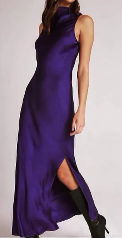 New Styles Just In The Satin Side Column Dress In Amethyst Sophisticated Cut