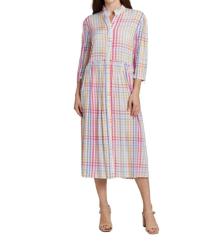 Fashion Forward Liza Midi Shirt Dress In Multigingham Casual Weekend Relaxed Style