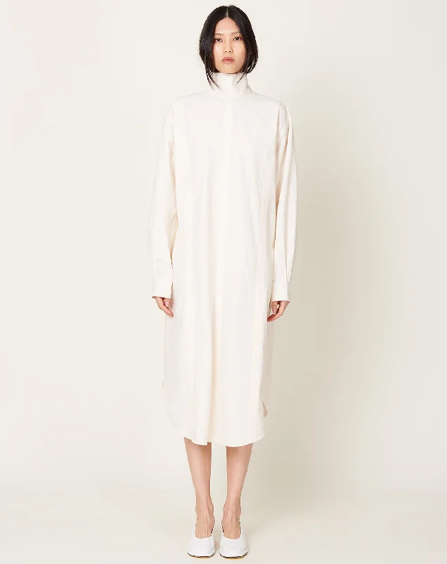 Big Discounts Soft Collar Shirt Dress in Ivory Bold Silhouette