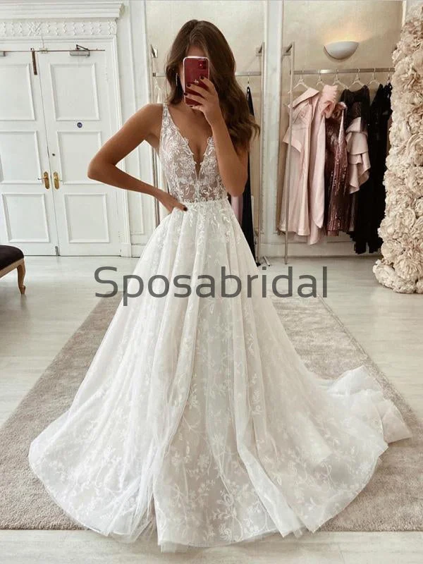 Chic And Edgy A-line Lace Vintage Country Wedding Dresses, Modest Prom Dresses WD0370 Vintage Elegance