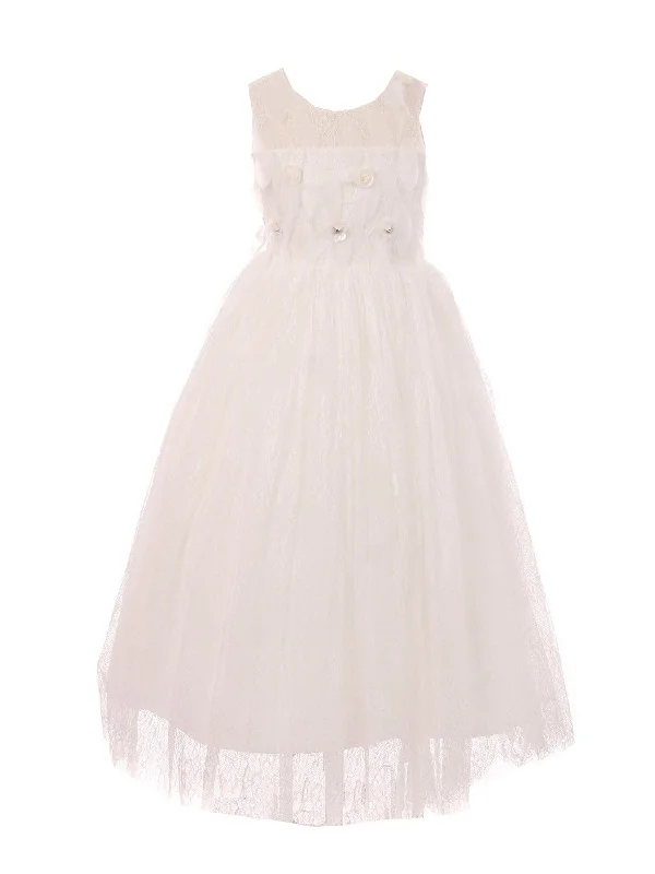 Exclusive Deals Online Big Girls Ivory Sequin Feather Chantilly Lace Junior Bridesmaid Dress 8-12 Refined Simplicity