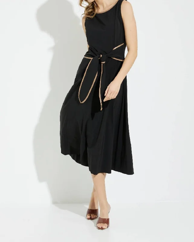 Seize Bargains Hardware Detail Sleeveless Dress In Black/tiger's Eye Feminine Grace