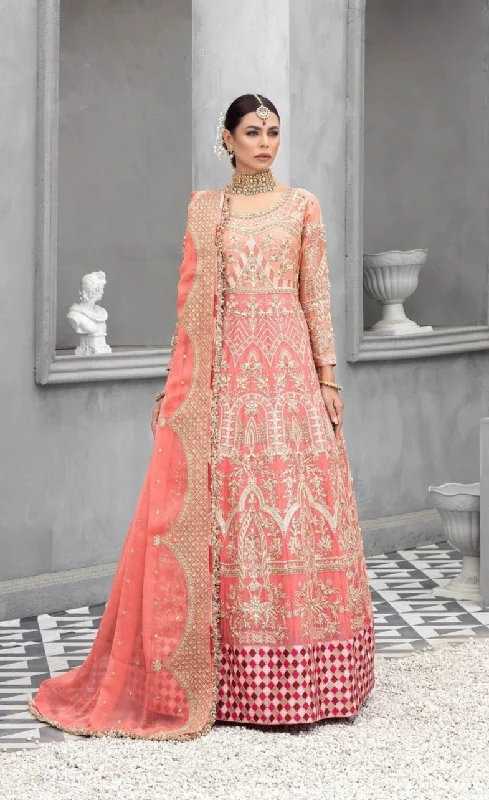 Holiday Attire Sale Pink Pakistani Bridal Dress in Embellished Gown Style Alluring Design