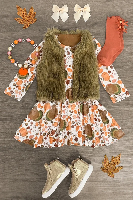 Flash Sale, Don'T Miss Autumn Pumpkins Long Sleeve Dress Boho Chic