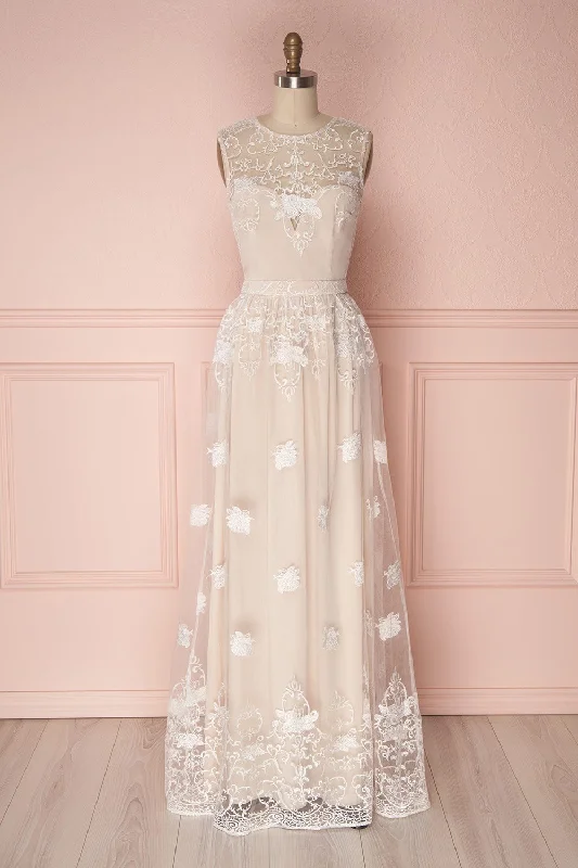 Weekend Exclusive Ermanda | Beige and White Bridal Dress Today Only