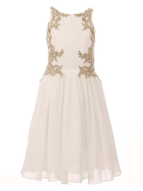 Seasonal Trends Big Girls Off-White Chiffon Lace Junior Bridesmaid Dress 12-16 Limited - Stock