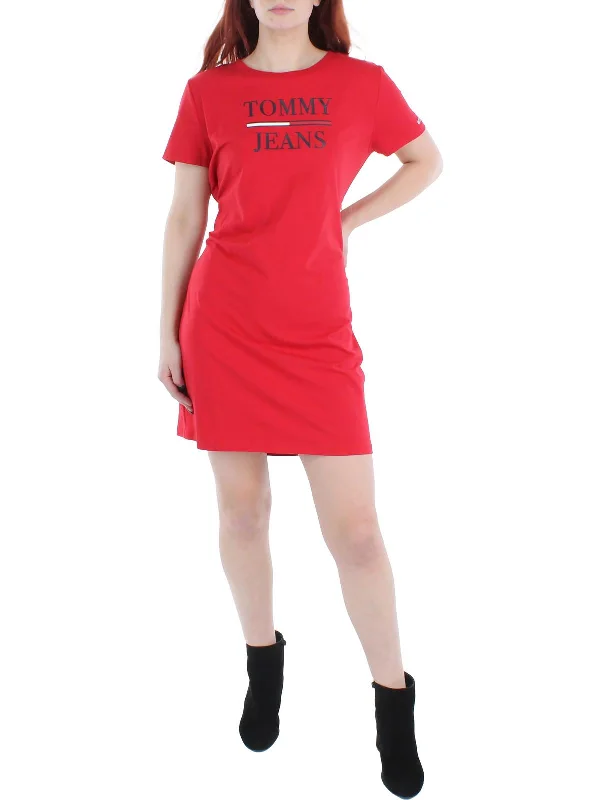 Ends Soon Womens Logo Midi T-Shirt Dress Casual Weekend Relaxed Style